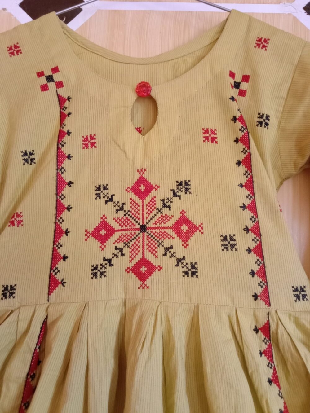 5 Reasons to Choose a Cross Chikankari Chunat Frock Golden for Your Wardrobe - Image 4