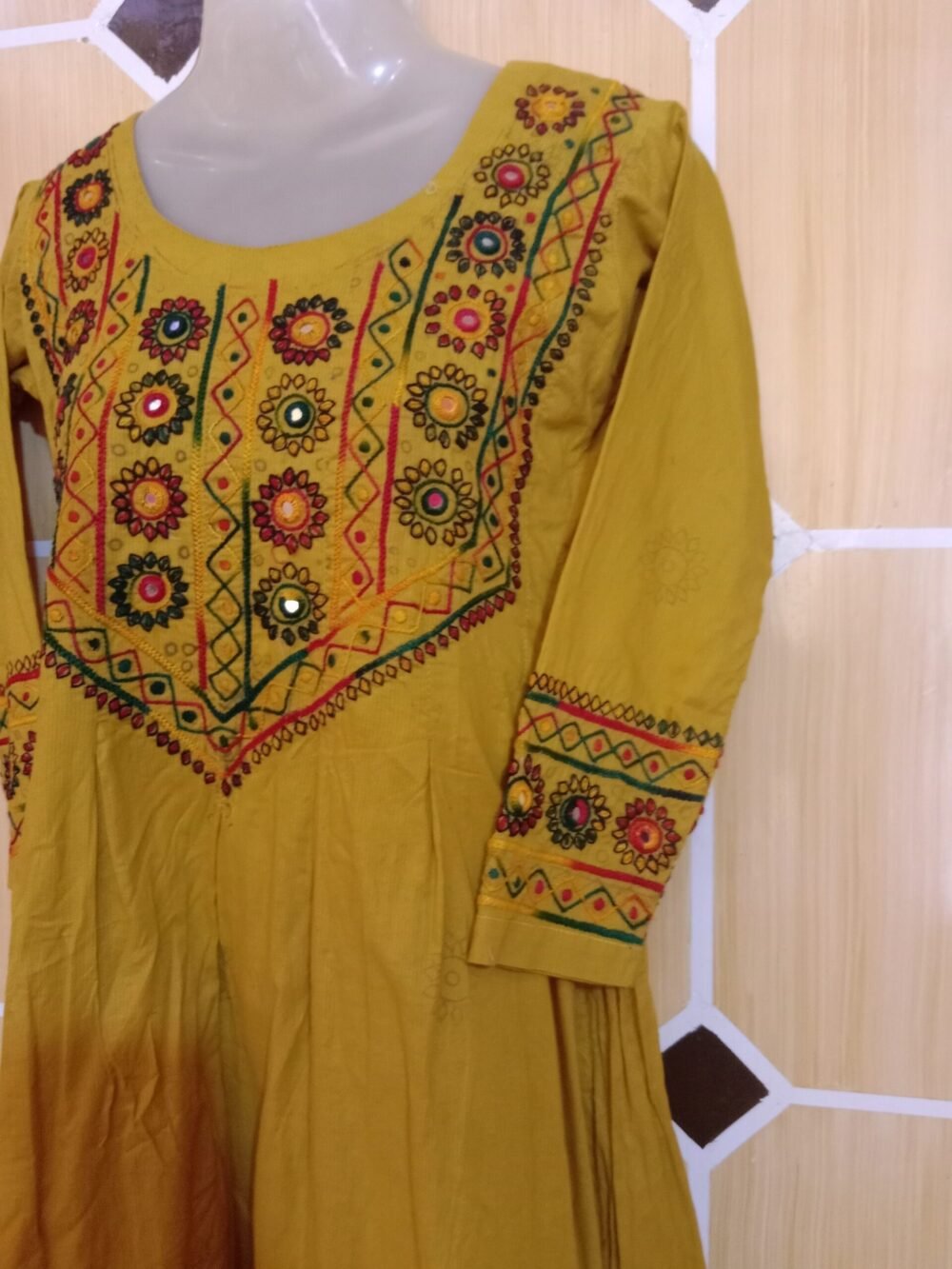 10 Stunning Benefits of Choosing a Solid Chikankari Frock in Golden - Image 2