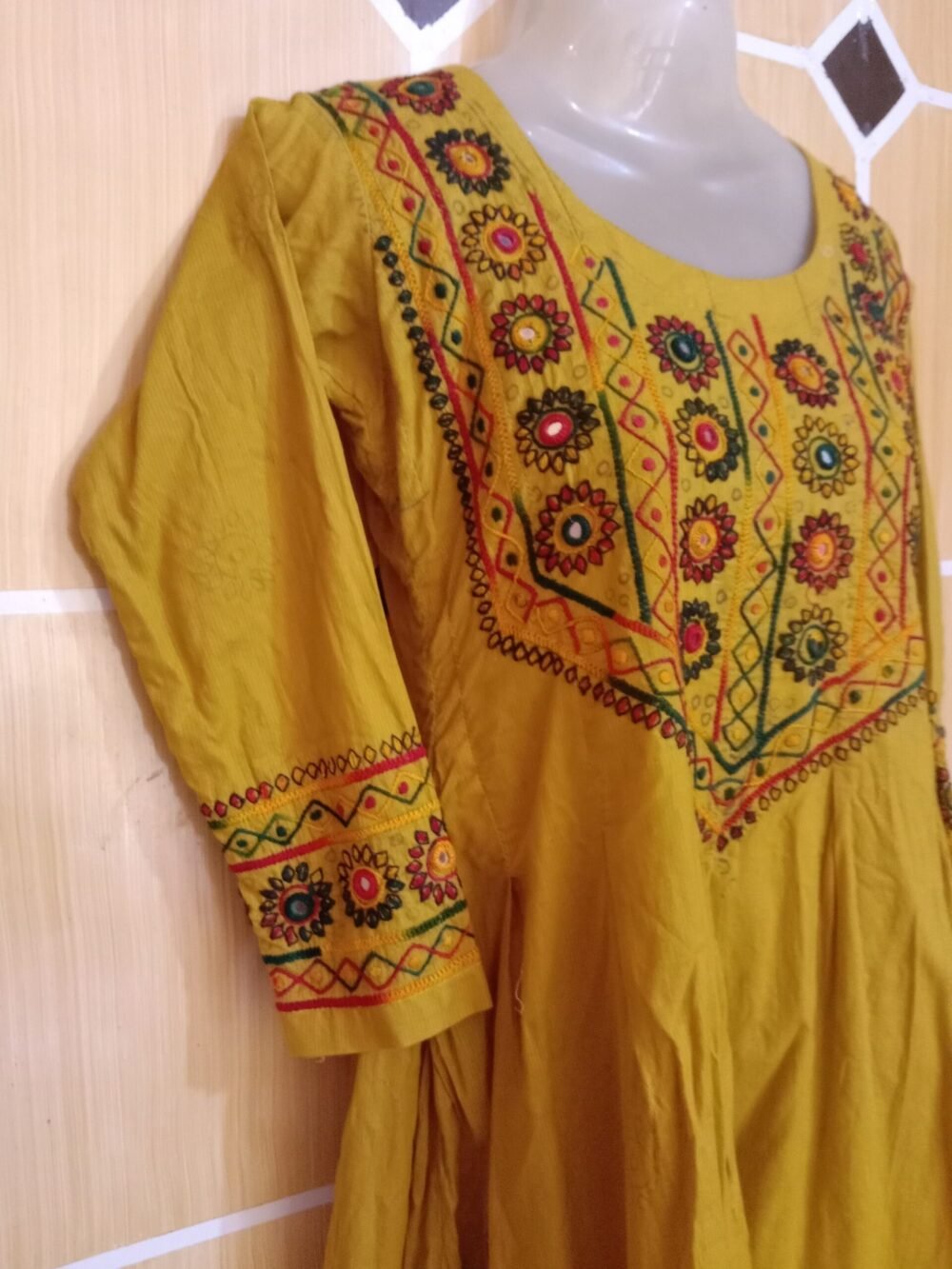 10 Stunning Benefits of Choosing a Solid Chikankari Frock in Golden - Image 4