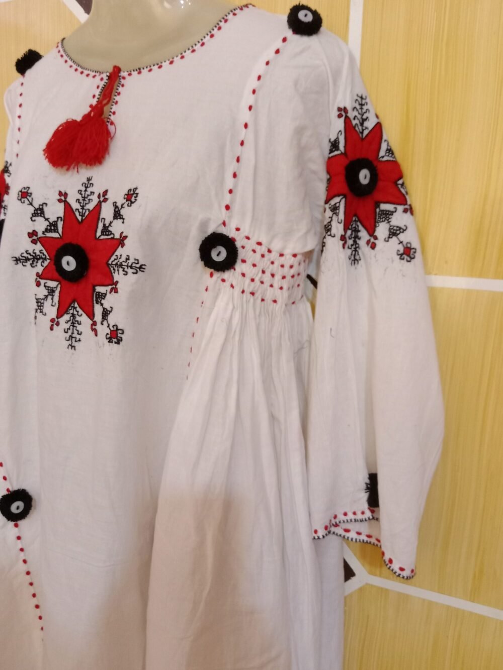 6 Irresistible Reasons to Add the Solid and Flower Chikankari White Chagha Frock to Your Collection - Image 5