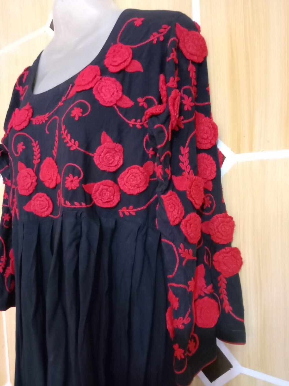 5 Reasons to Love a Black Solid Chikankari Chunat Frock with Flower Detailing - Image 4
