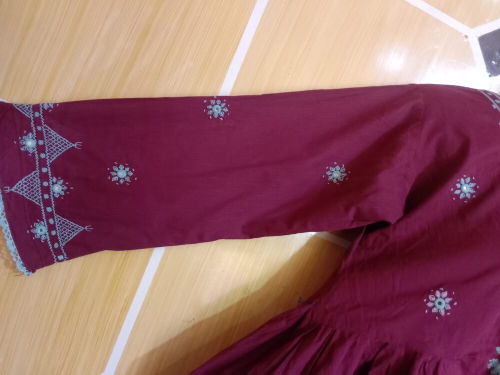 10 Compelling Reasons to Own the Solid Chikankari Chunat Frock Maroon - Image 3