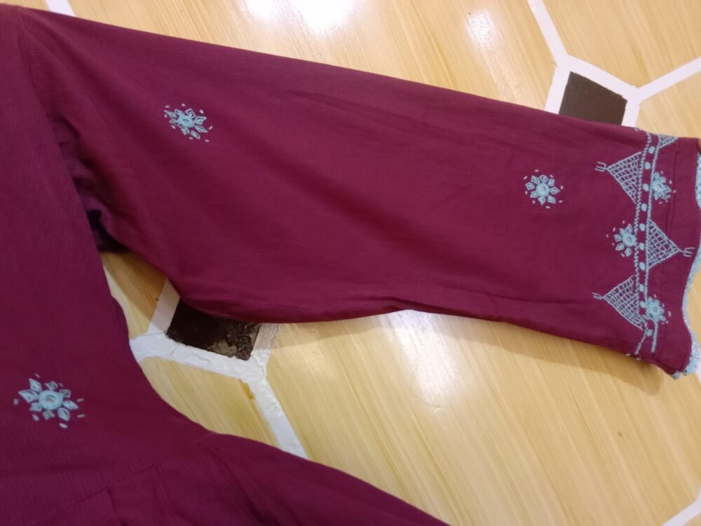 10 Compelling Reasons to Own the Solid Chikankari Chunat Frock Maroon - Image 4