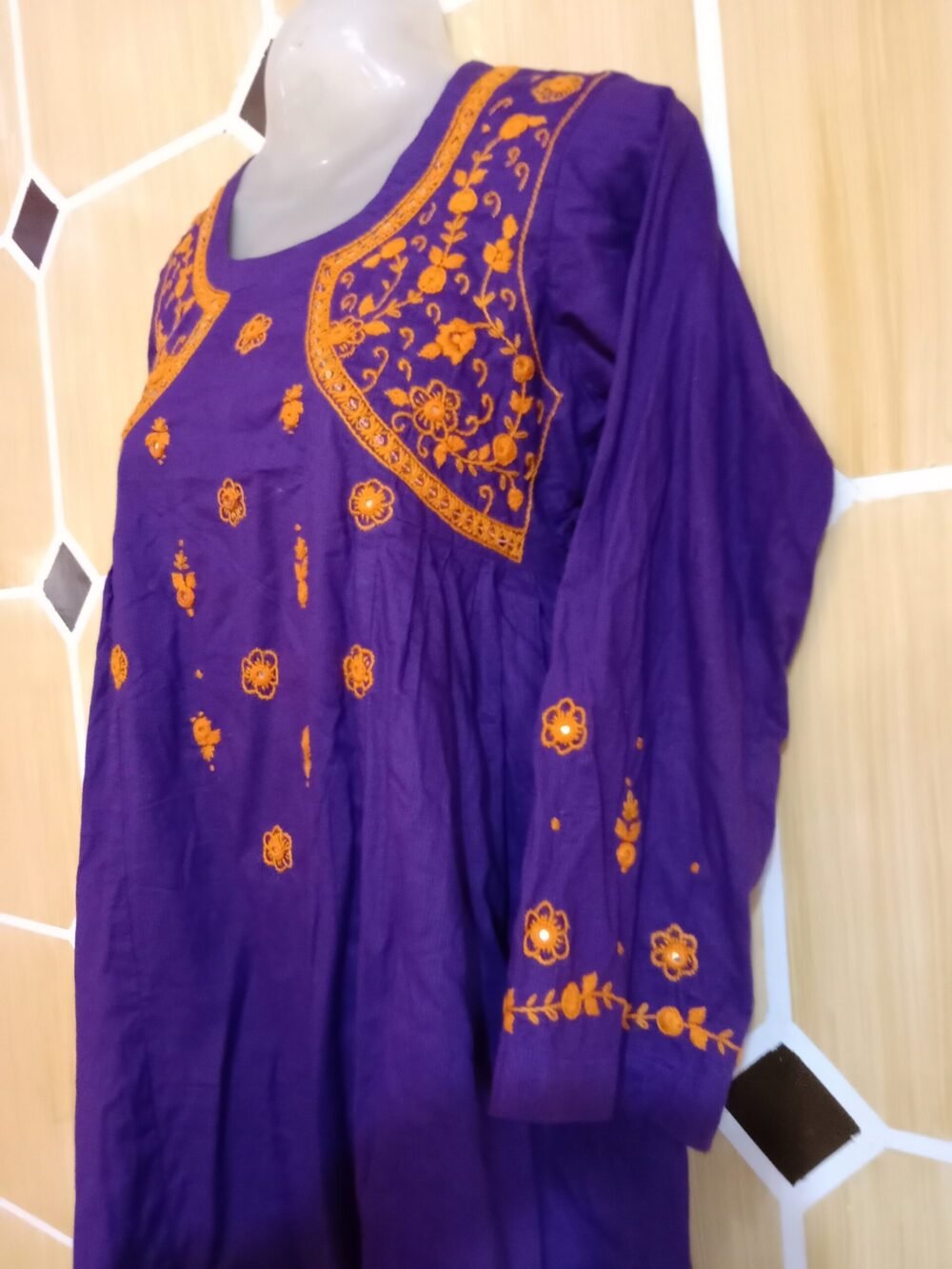 6 Solid Reasons to Choose the Sindhi Chikankari Jacket Style Frock Blue - Image 2