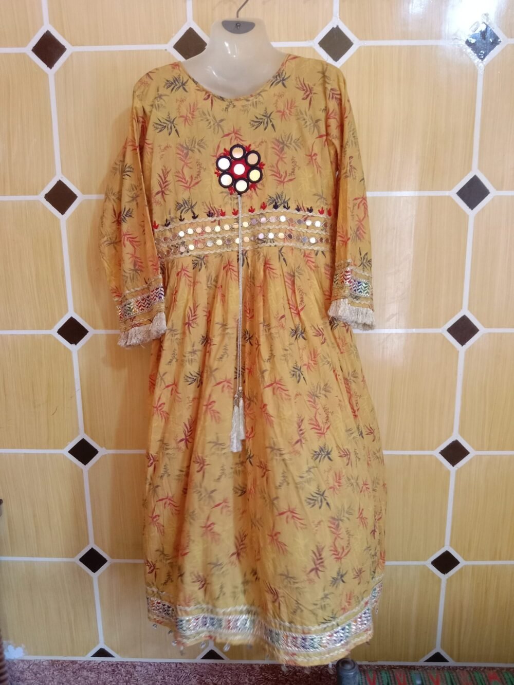 7 Powerful Reasons to Own a Mirror Chikankari Chunat Printed Frock Yellow to Your Wardrobe - Image 10