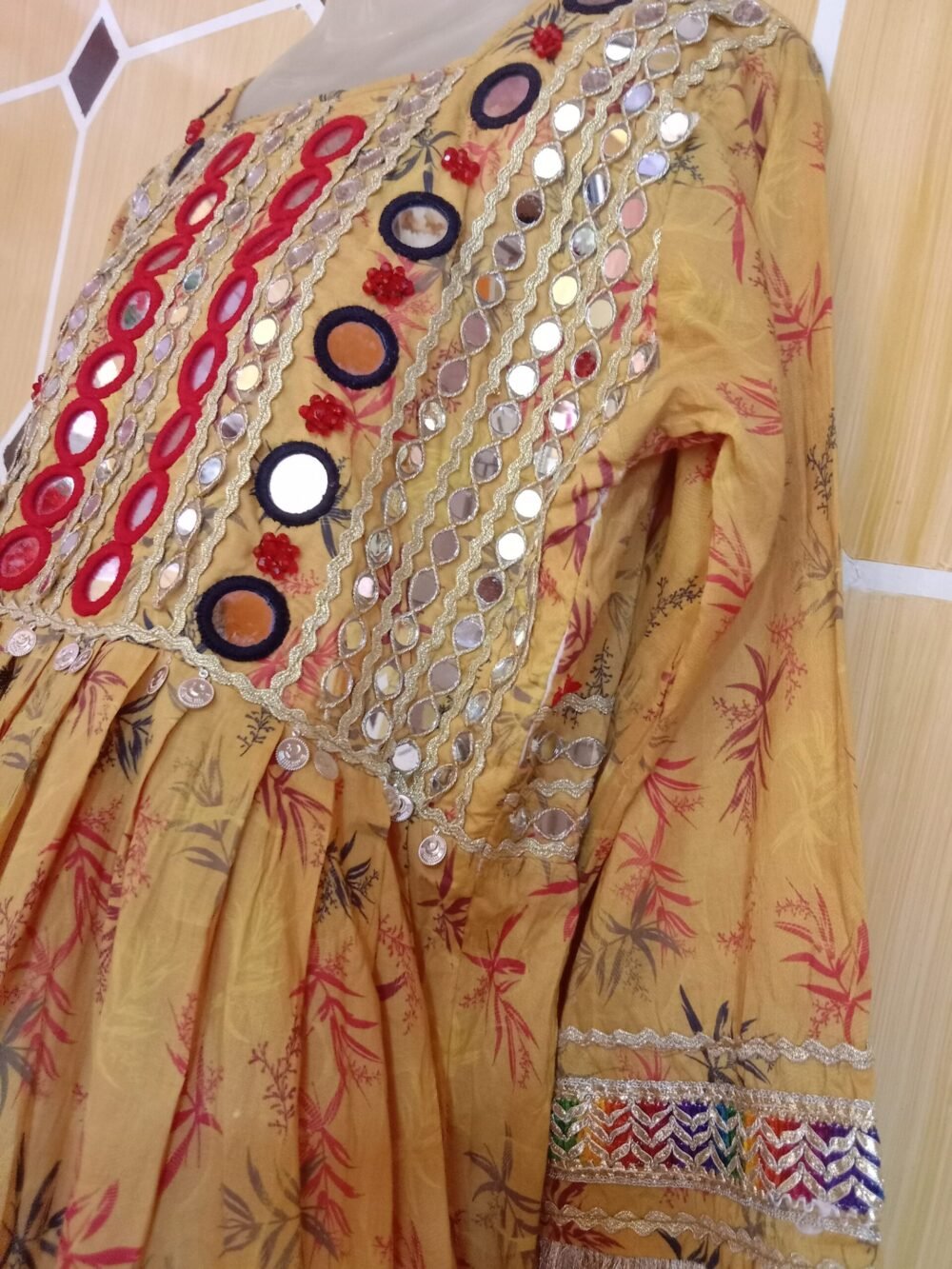 7 Powerful Reasons to Own a Mirror Chikankari Chunat Printed Frock Yellow to Your Wardrobe - Image 4