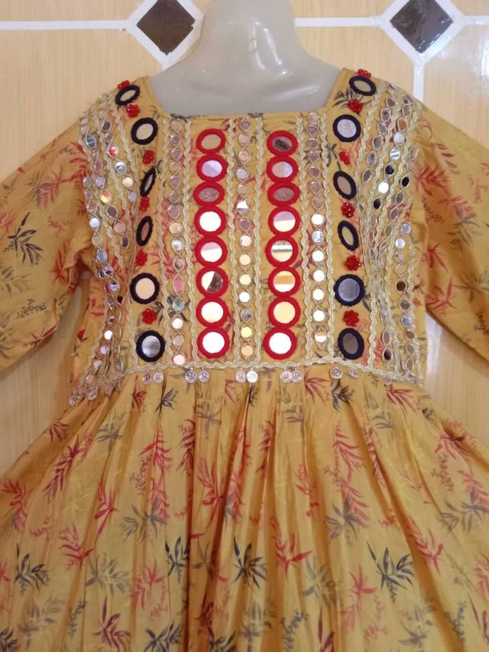 7 Powerful Reasons to Own a Mirror Chikankari Chunat Printed Frock Yellow to Your Wardrobe - Image 3